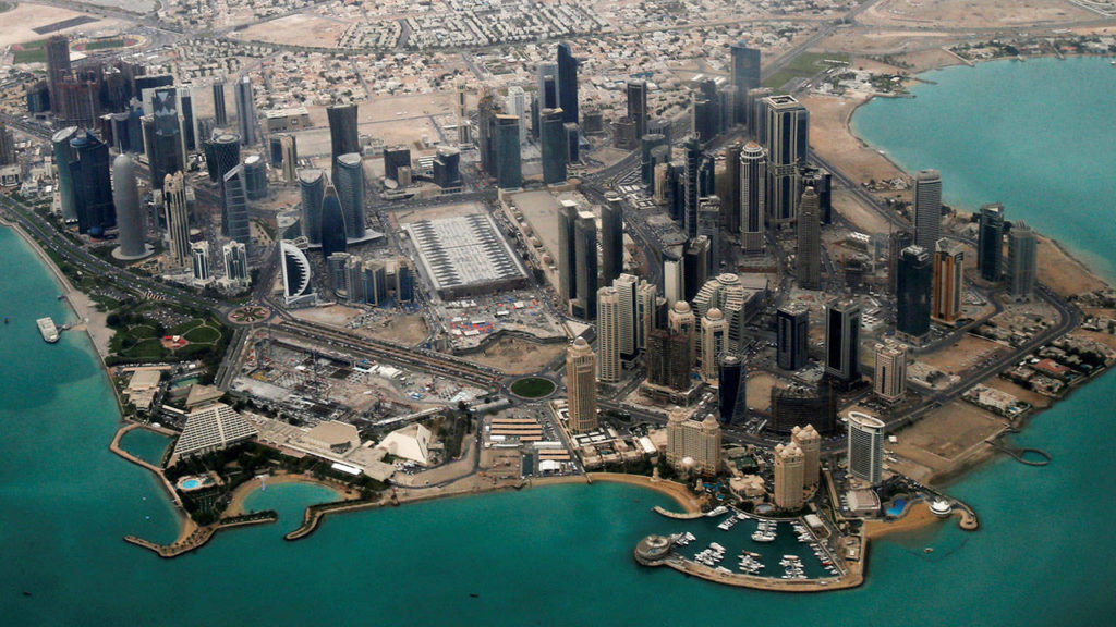 Una vista aerea di Doha, capitale del Qatar.