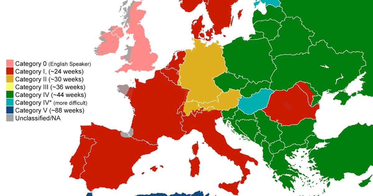 La Mappa Che Mostra Quali Sono Le Lingue Straniere Pi Difficili Da 
