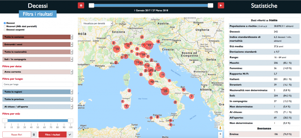 Geoverdose mappa morti droga
