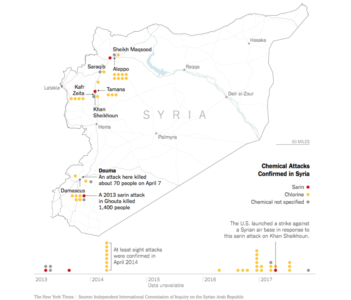 mappa attacchi armi chimiche siria