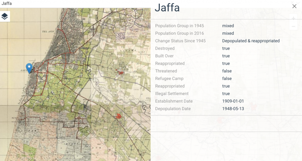 mappa palestina prima israele