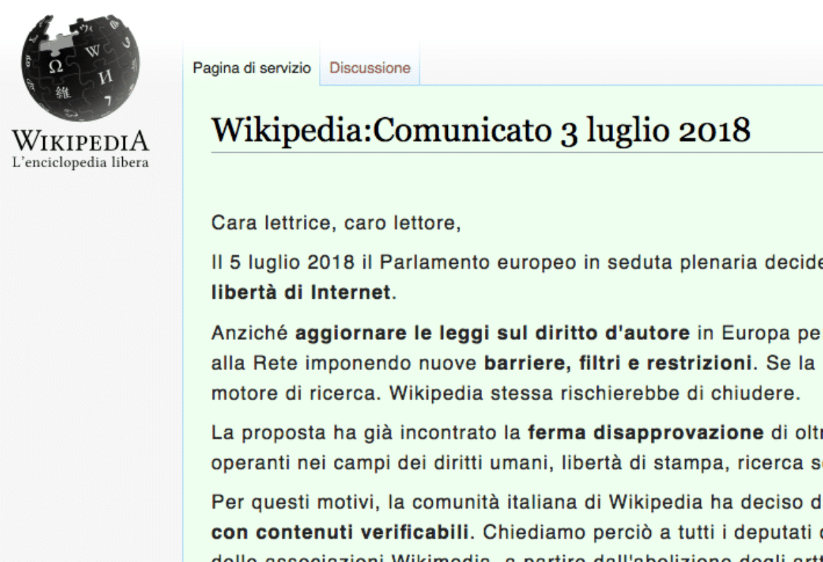 Wikipedia bloccata