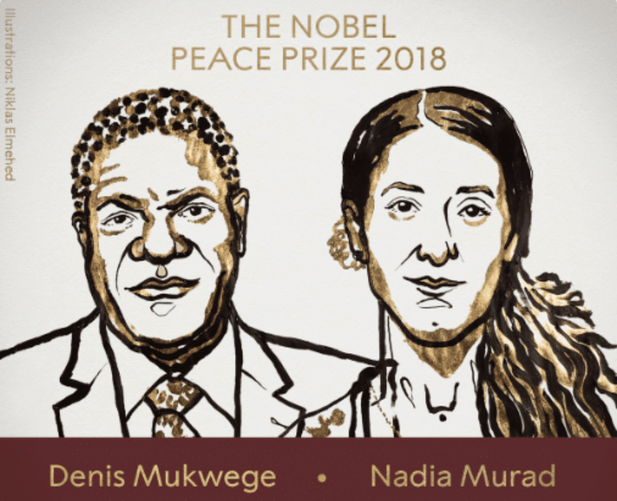 Denis Mukwege e Nadia Murad nobel pace 2018