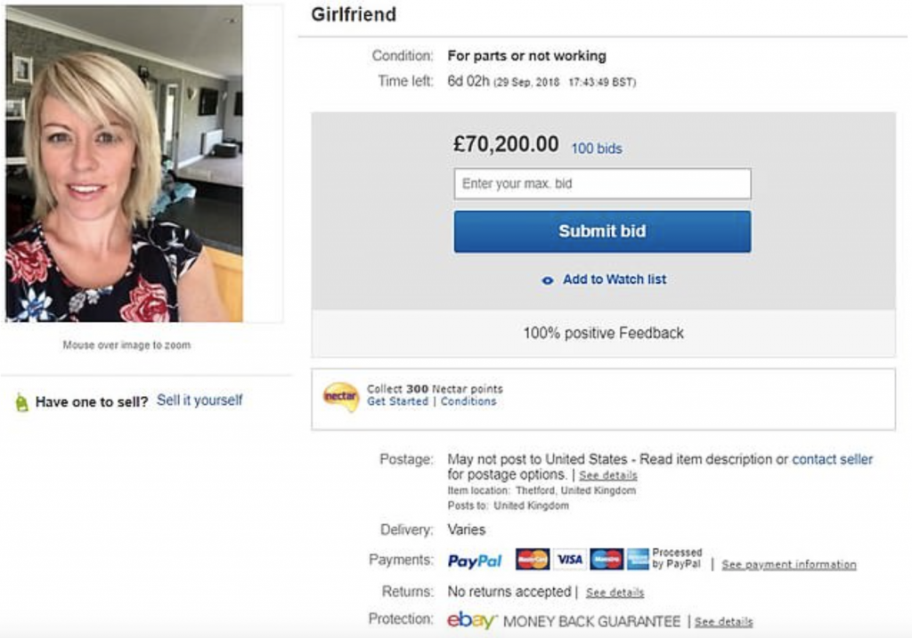 vendita ragazza su eBay