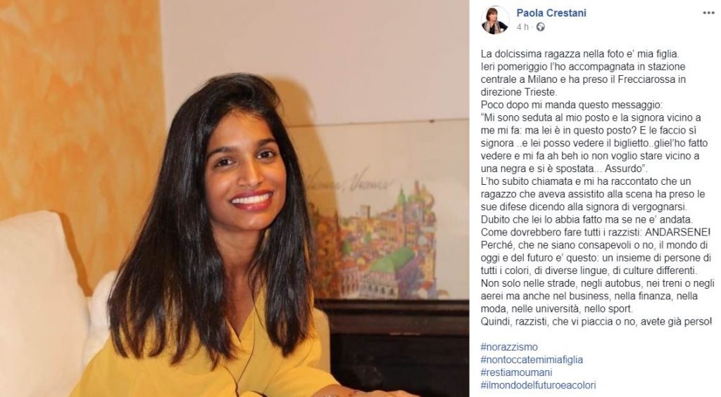 razzista ragazza treno milano trieste