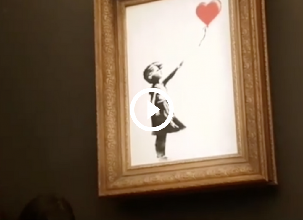 banksy video quadro autodistrutto