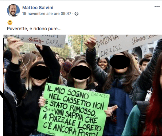 commenti foto salvini studentesse