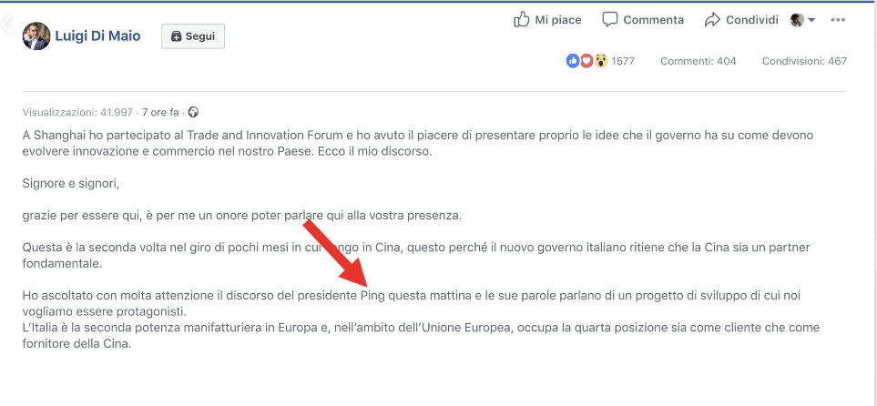 di maio ping gaffe