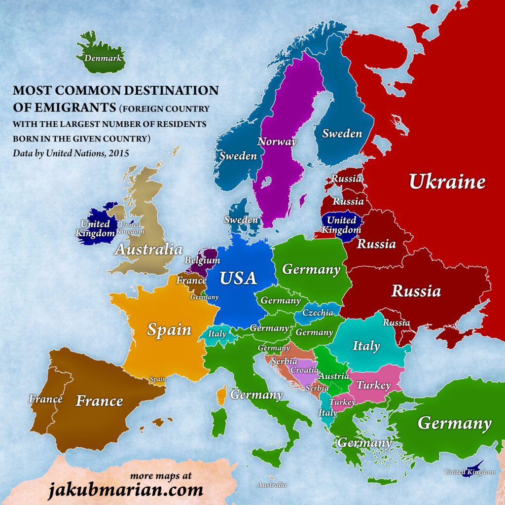 mappa emigrazione europa