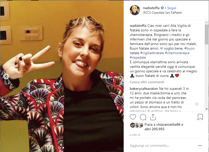nadia toffa auguri chemio