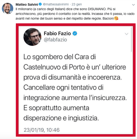salvini contro fazio