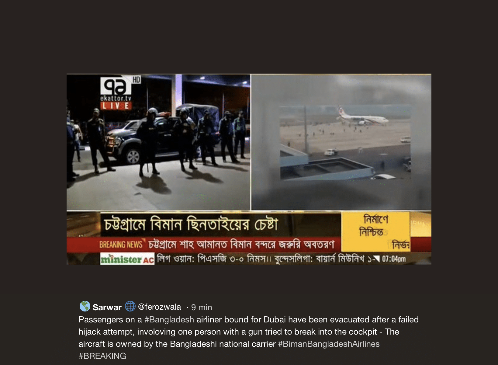 bangladesh aereo dirottato dubai