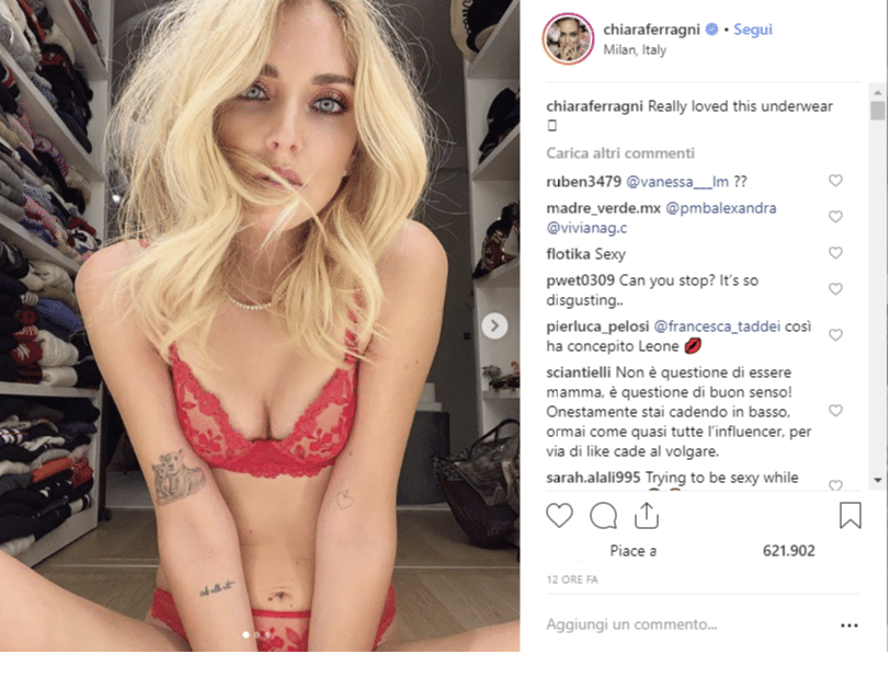 chiara ferragni intimo critiche