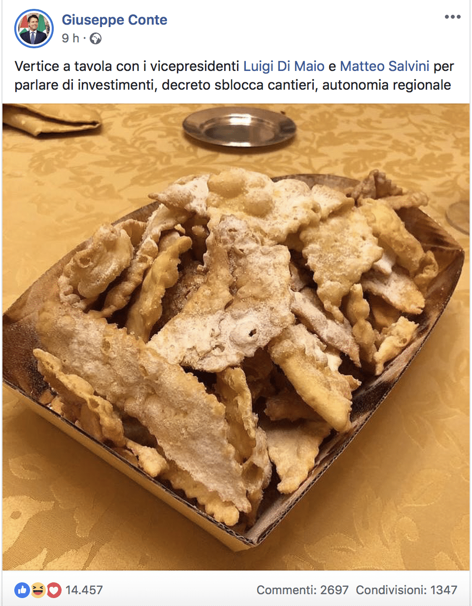 foto chiacchiere frappe cena conte