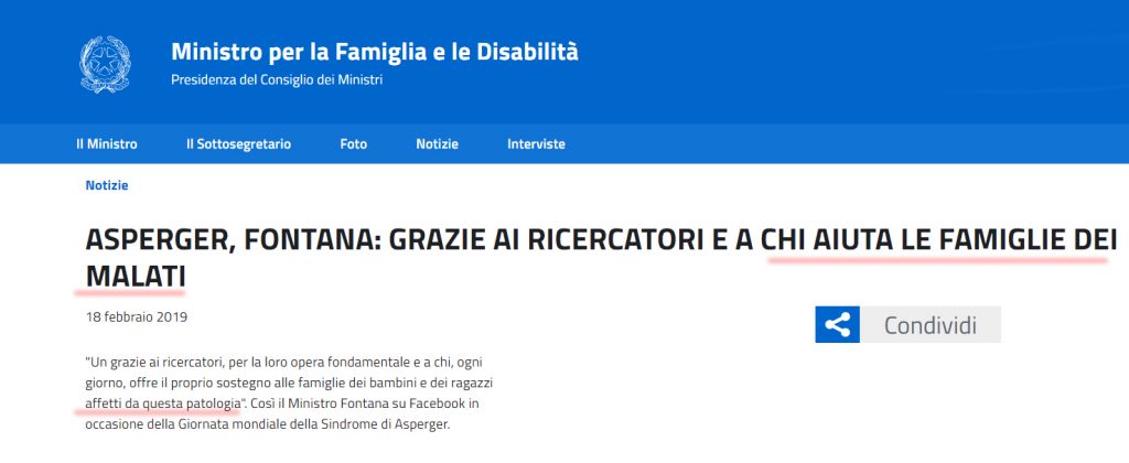 gaffe fontana asperger malattia