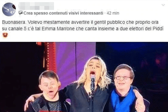ragazzi down emma marrone pd