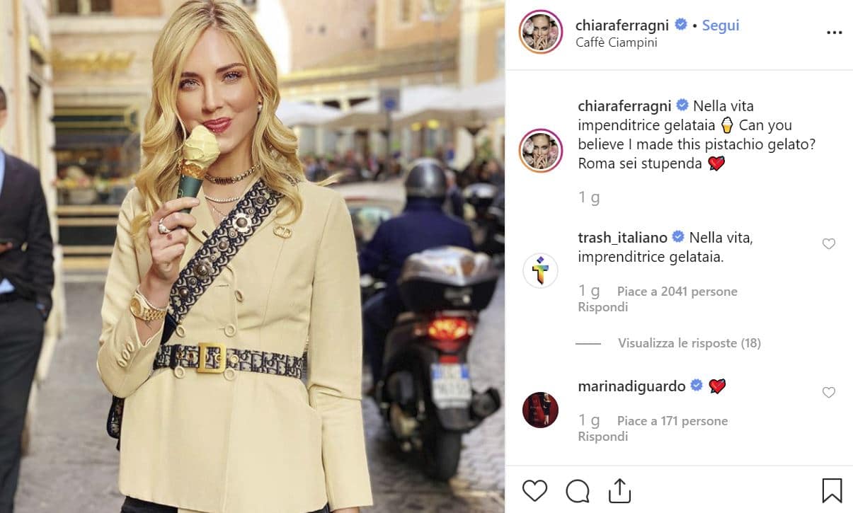 chiara ferragni gelato critiche