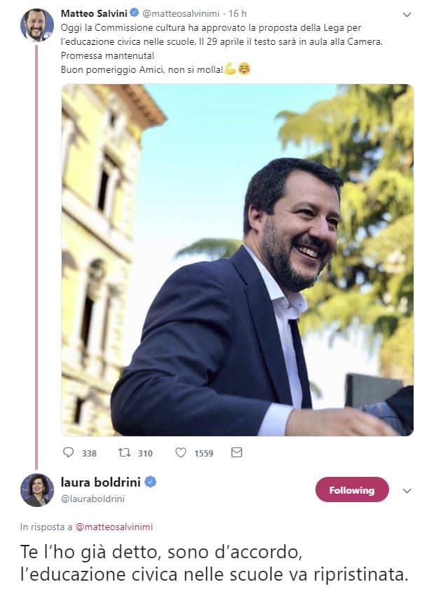 boldrini salvini educazione civica