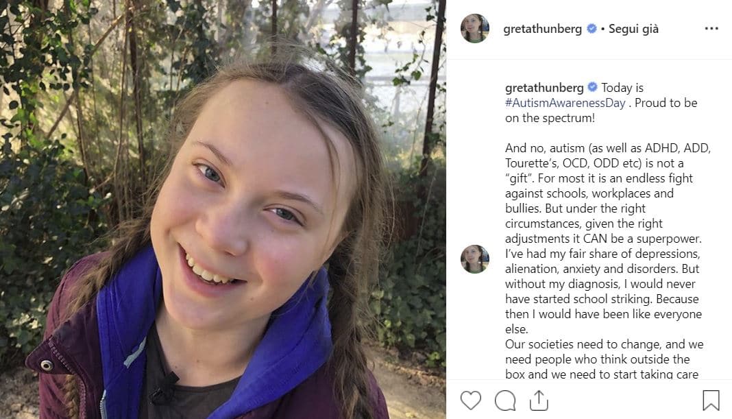 greta thunberg giornata autismo