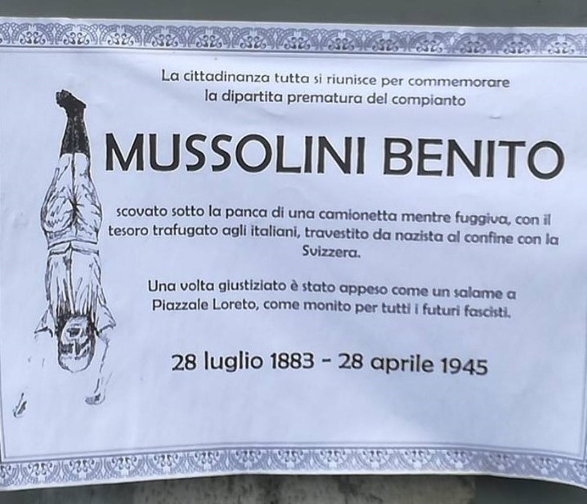 manifesto funebre mussolini acilia