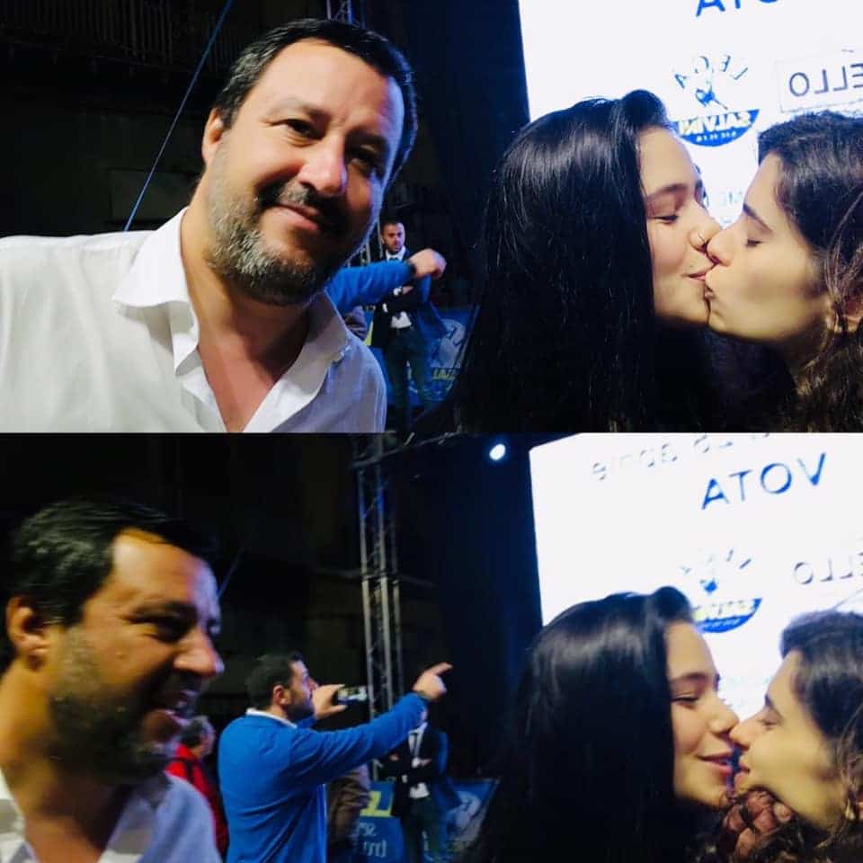 matteo salvini selfie bacio lesbiche