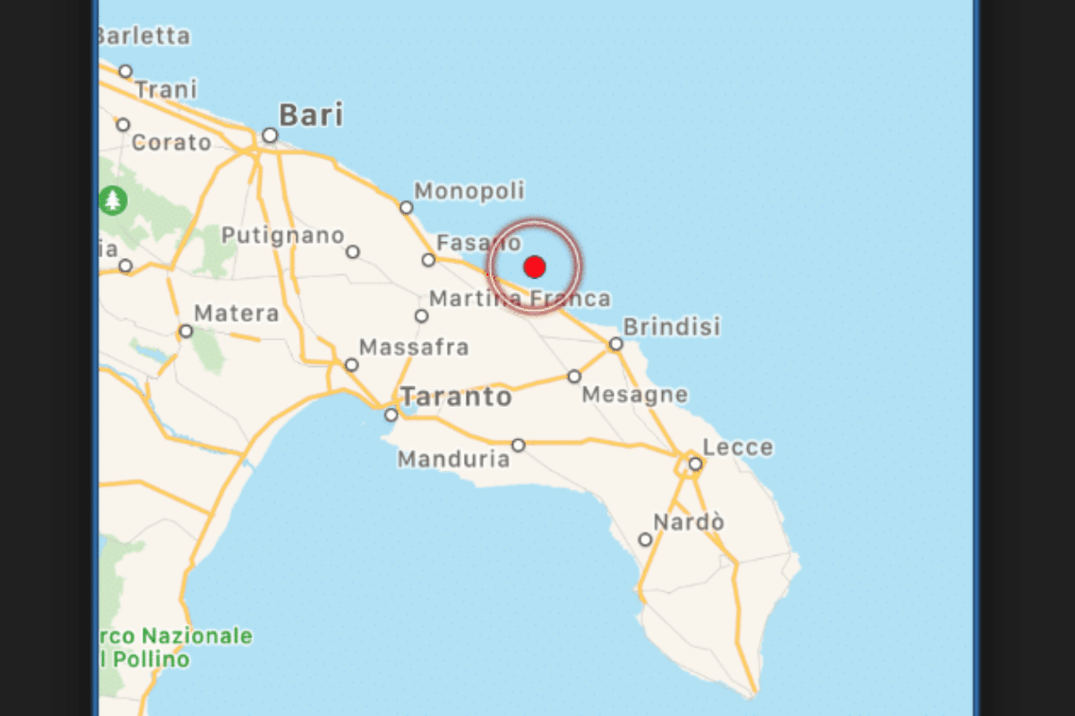 Terremoto oggi Puglia