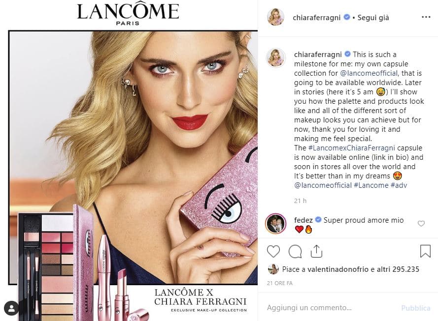 chiara ferragni lancome critiche prezzo