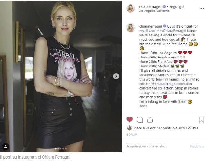 chiara ferragni tour lancome roma