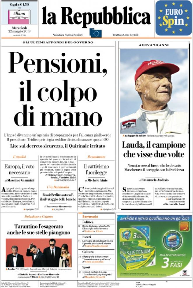 prime pagine quotidiani oggi