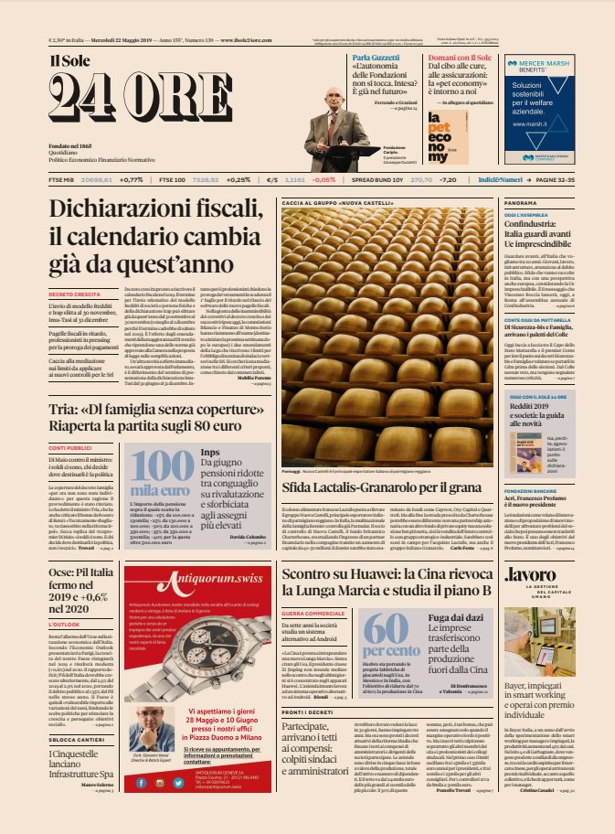 prime pagine quotidiani oggi