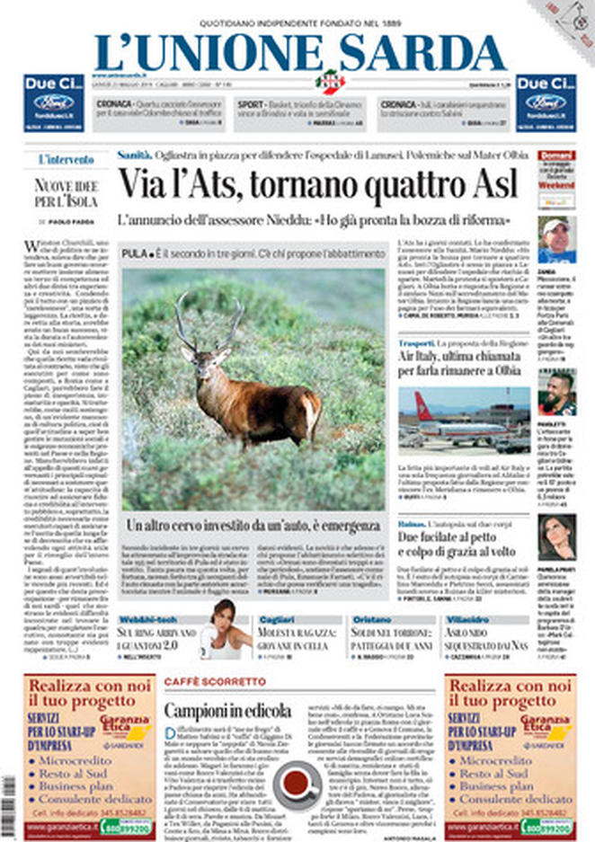 prime pagine quotidiani oggi