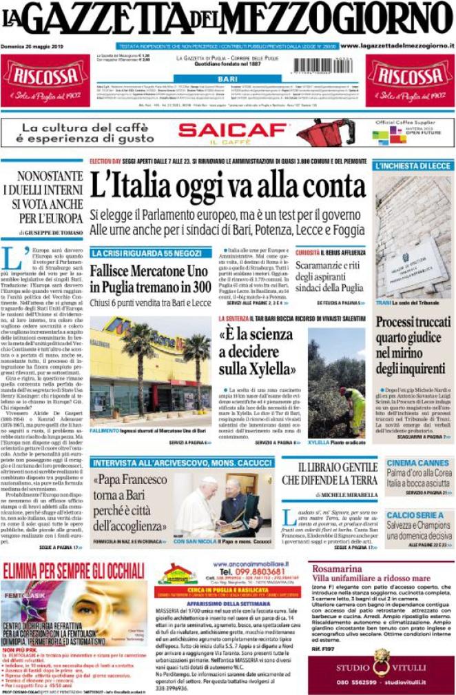 prime pagine quotidiani oggi