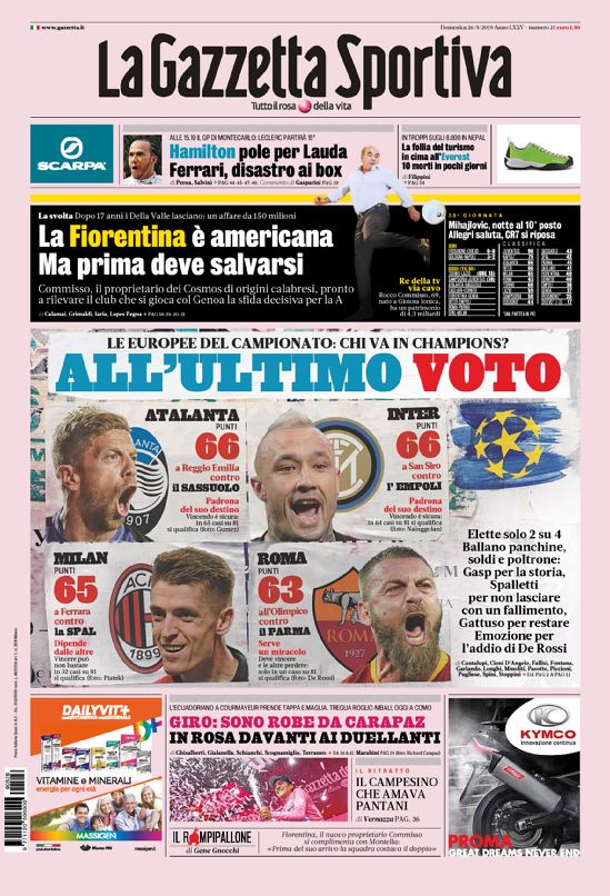 prime pagine quotidiani oggi