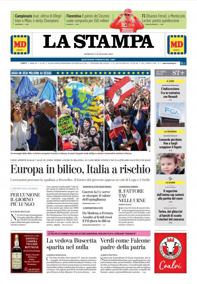 prime pagine quotidiani oggi