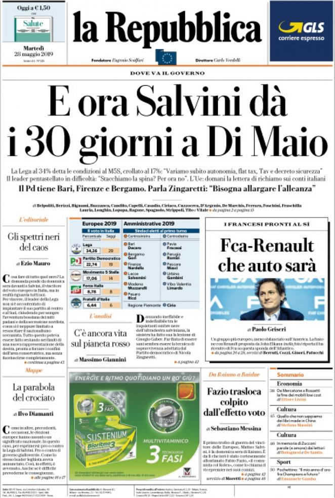 prime pagine quotidiani oggi