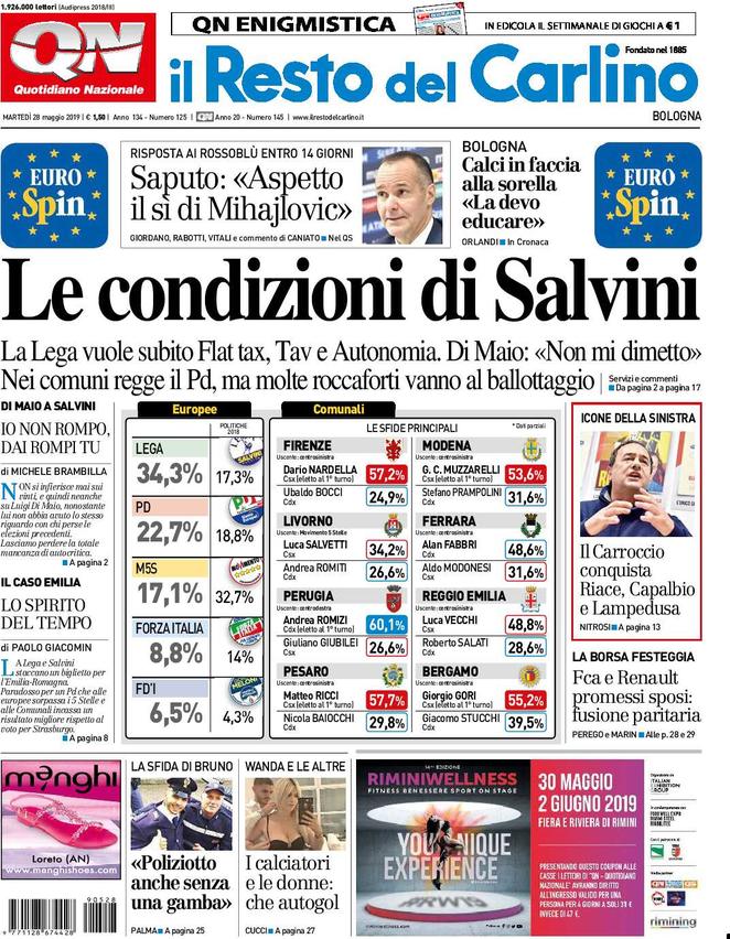 prime pagine quotidiani oggi