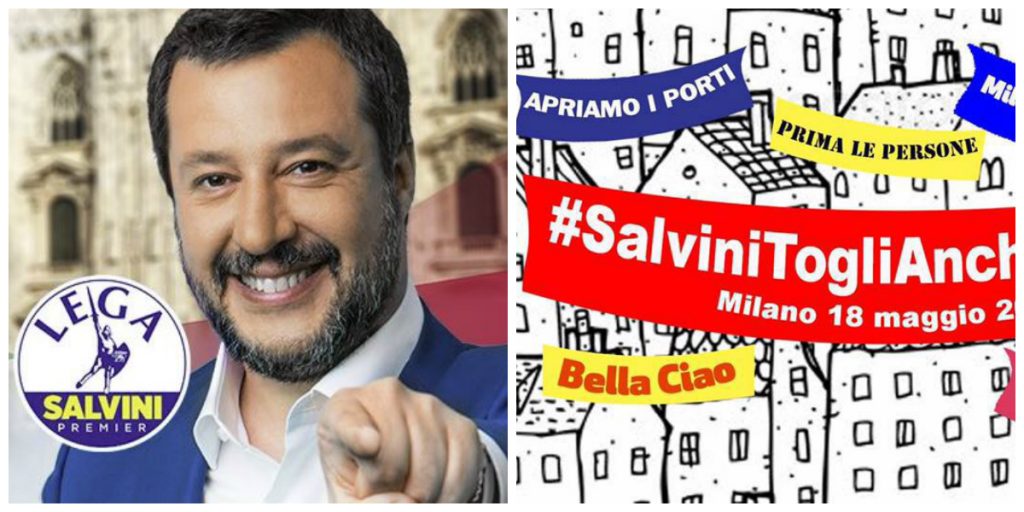 striscioni contro salvini manifestazione milano