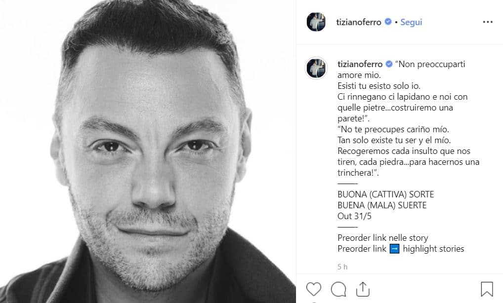 tiziano ferro buona cattiva sorte