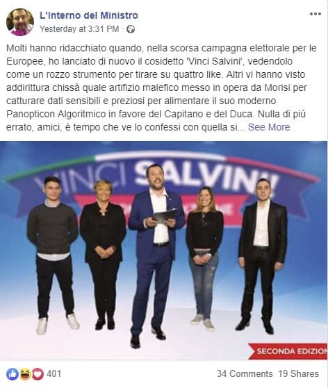 l'interno del ministro salvini intellettuale