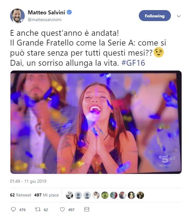 matteo salvini grande fratello