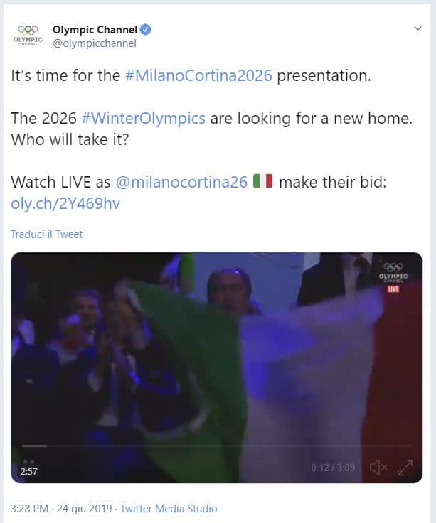 Video presentazione Olimpiadi Milano Cortina