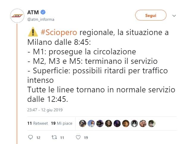 sciopero trasporti milano orari