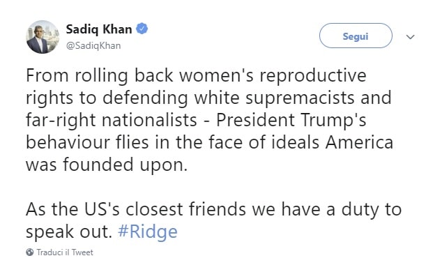 trump visita londra polemica sindaco londra