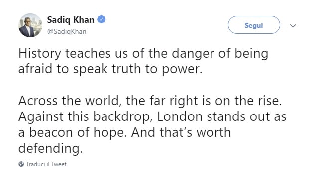 trump visita londra tweet sindaco londra