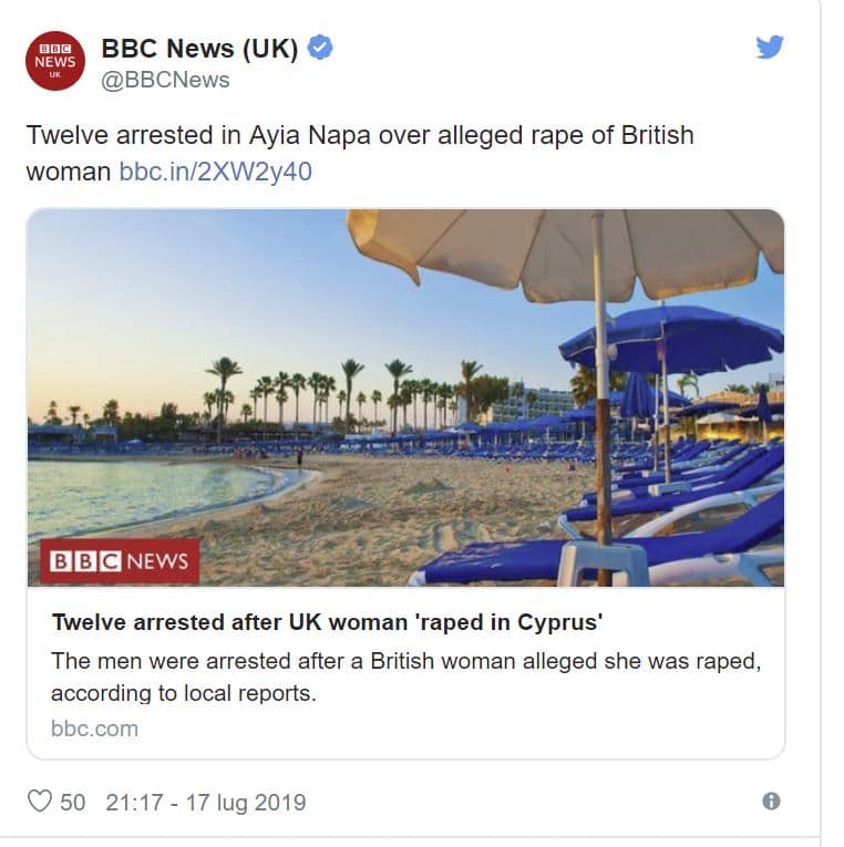 Ragazza stuprata Cipro