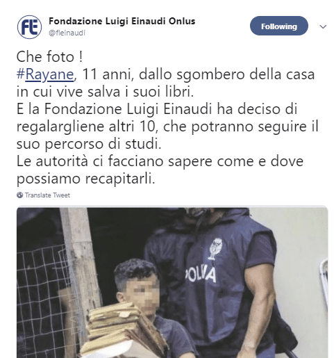 Donazione Rayane Luigi Einaudi