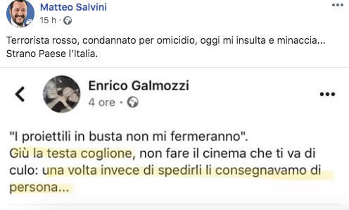 salvini terrorista proiettili