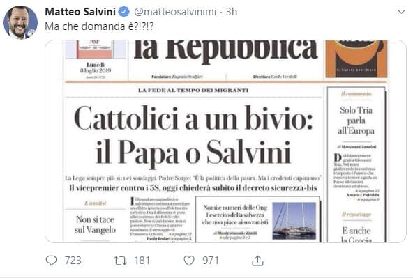 salvini cattolici migranti repubblica