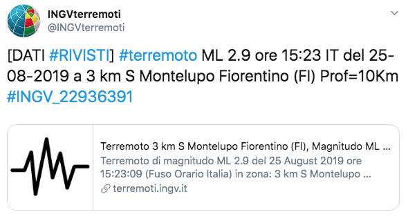 Terremoto oggi Firenze