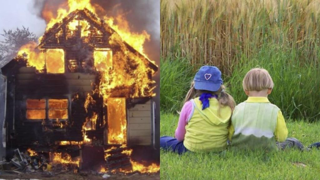 brucia casa uccide figli